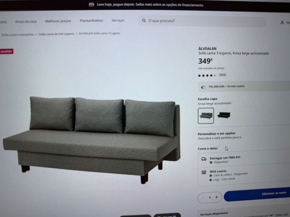 Sofá cama cinzento