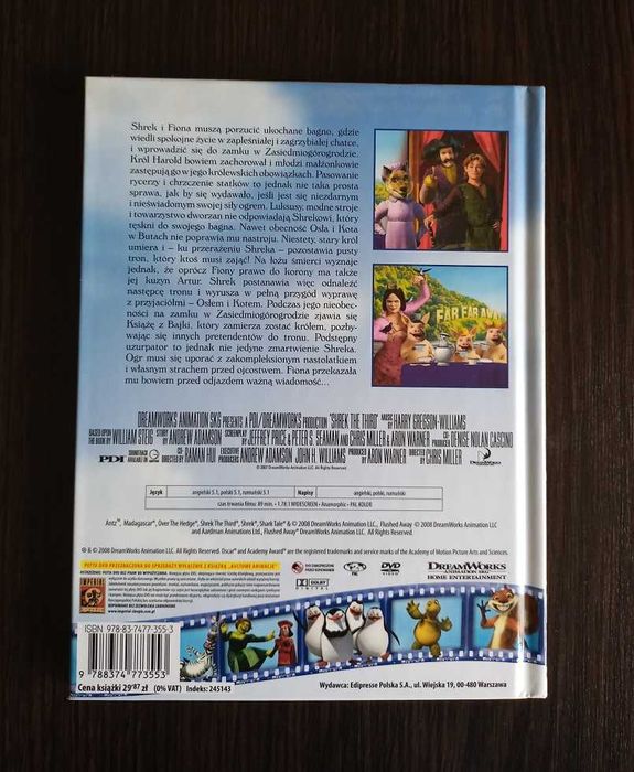 SHREK TRZECI Kultowe Animacje DreamWorks' książka + film DVD