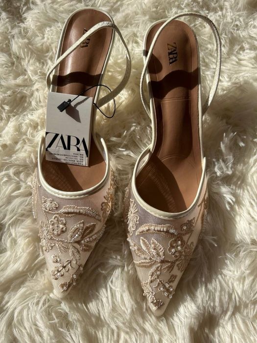 Туфлі лодочки жіночі з вишивкою zara:37,38,39,40