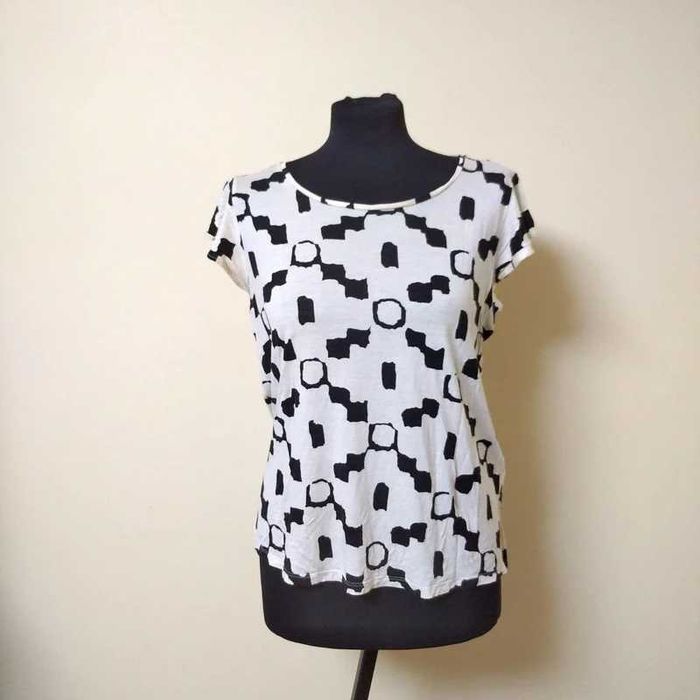 kremowo-czarna bluzka H&M L