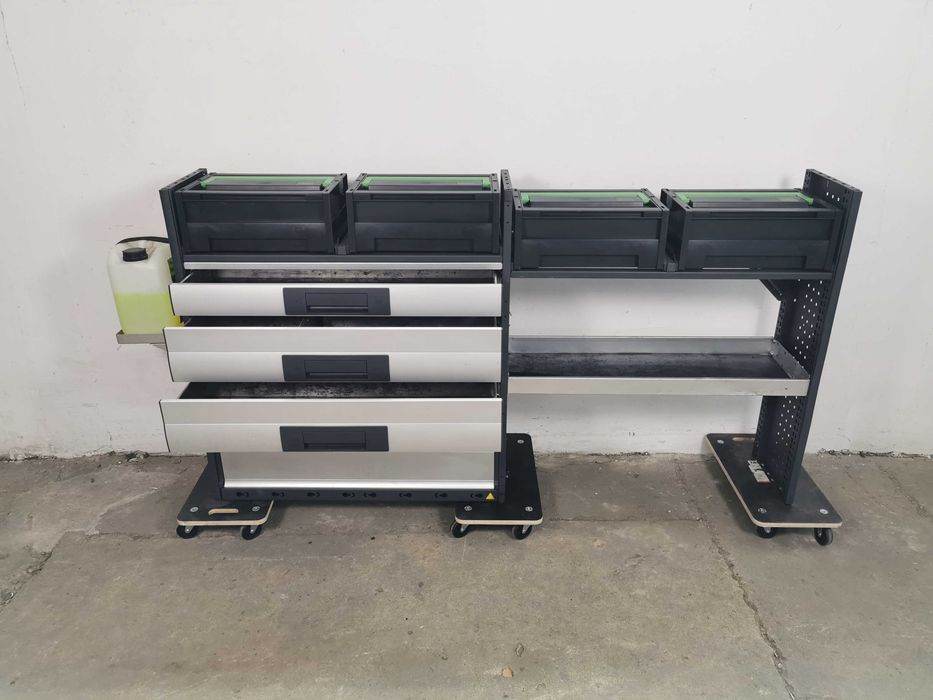 Regały szafki półki do busa zabudowa serwisowa warsztatowa ZESTAW BOTT