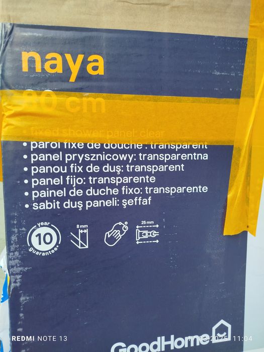 Szklana ściana prysznicowa/panel prysznicowy