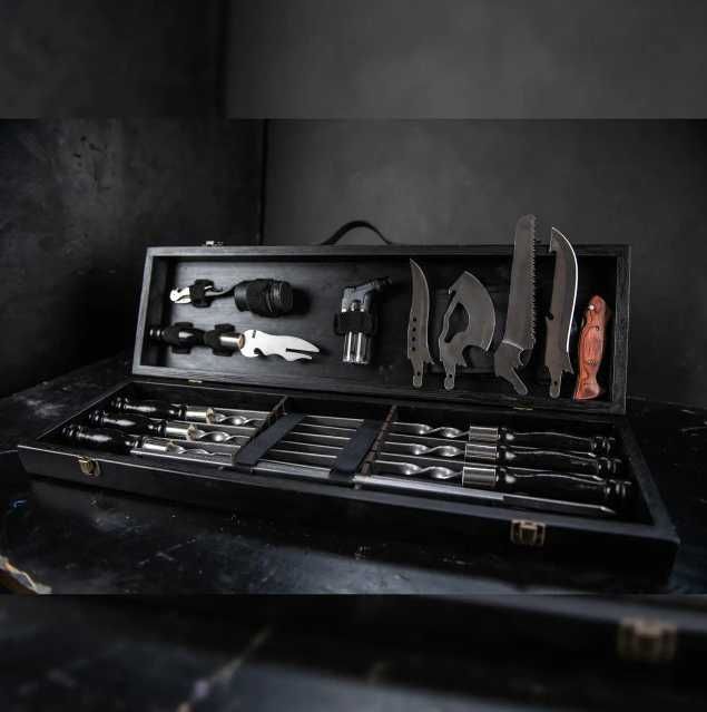 Набор шампуров в деревянном кейсе на Подарок Мужчине