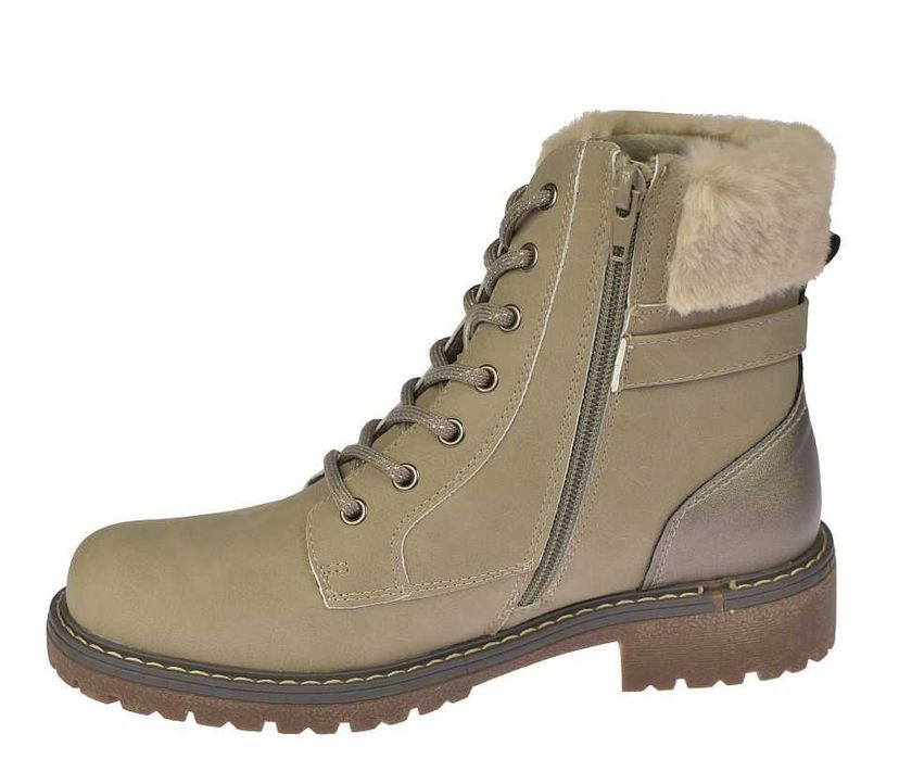 Botki damskie ocieplane trapery na zamek glany B-3-1344 beż  rozm. 41