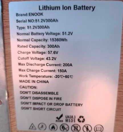 Magazyn Energii 15kW 51,2V LIFEPO4 do Deye, Anenji, Growatt
