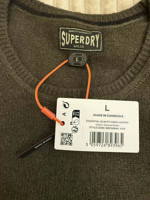 Продам новий шерстяний светр SuperDry, темно-зелений
