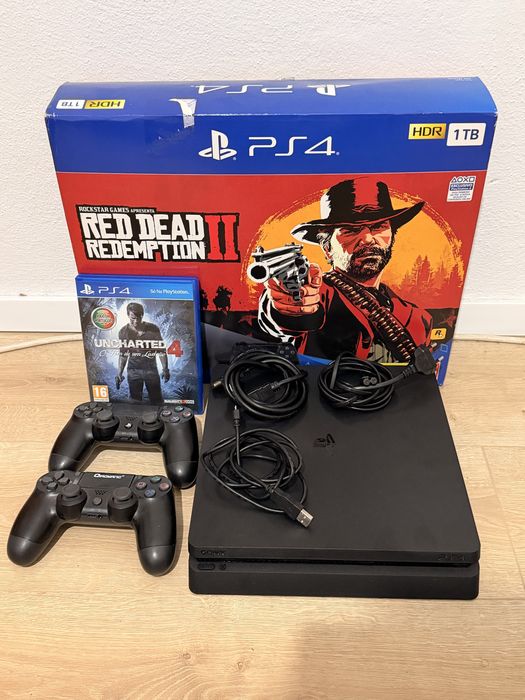 PS4 SLIM 500gb com 2 comandos e 1 jogo