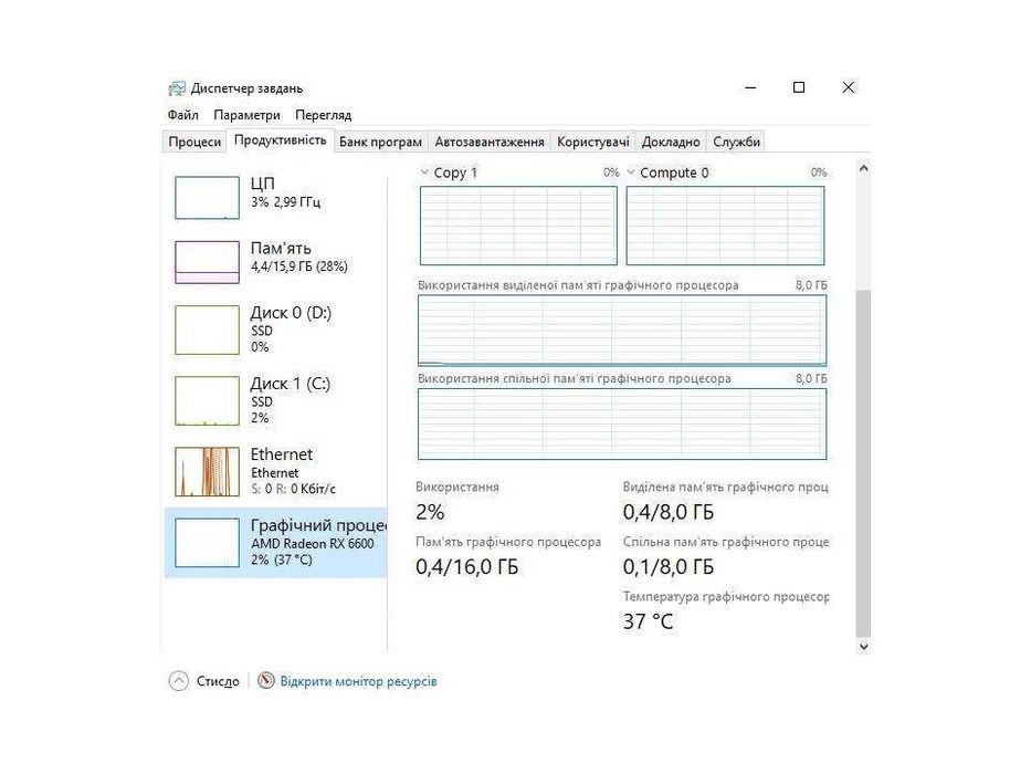 Компютер Intel i5-2.9 GHz / RAM 16 GB / SSD 512+256 GB / Radeon RX6600