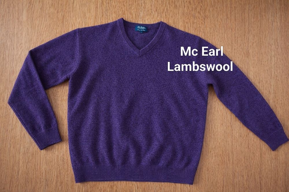 Sweter Mc Earl L męski lambswool wełniany serek V puree new wool premi