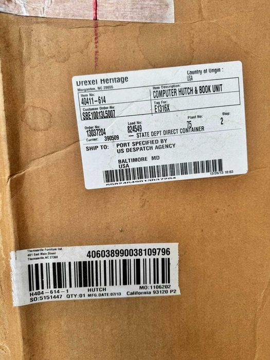 Nowa Nadstawka na biurko z oświetleniem USA- Thomasville - lite drewno