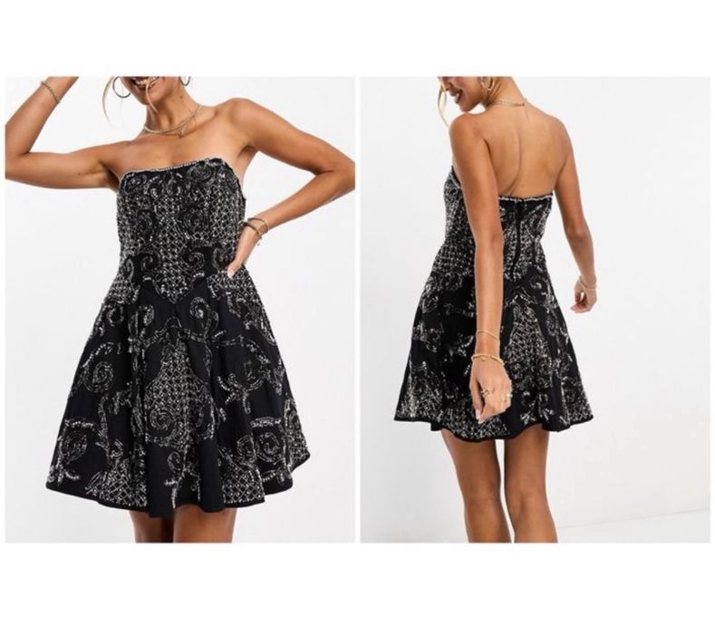Asos luxe cekinowa sukienka mini L 40 zdobiona