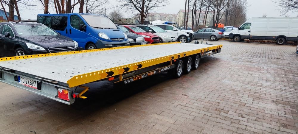 Wynajem platforma płaska przyczepa laweta 8.5 m Starogard, Gdańsk ,