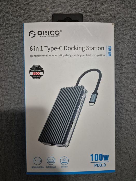 Docking Station USB-C 6-em-1 da ORICO (Modelo: WB-6RJ-GY-BP)