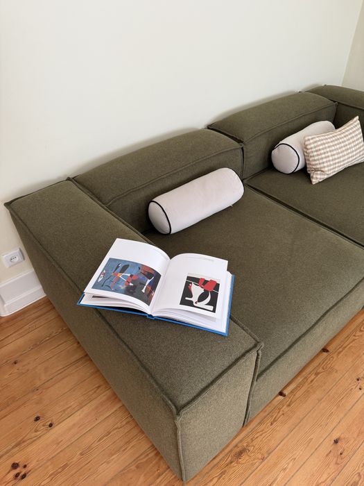 Sofá Westwing LENNON 3 Lugares Verde Azeitona Bouclé Modular