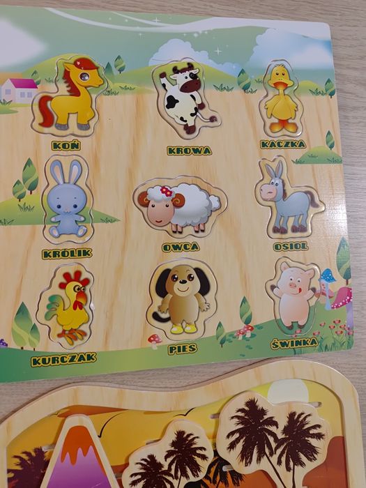 Zestaw drewnianych puzzli dla dzieci puzzle drewniane