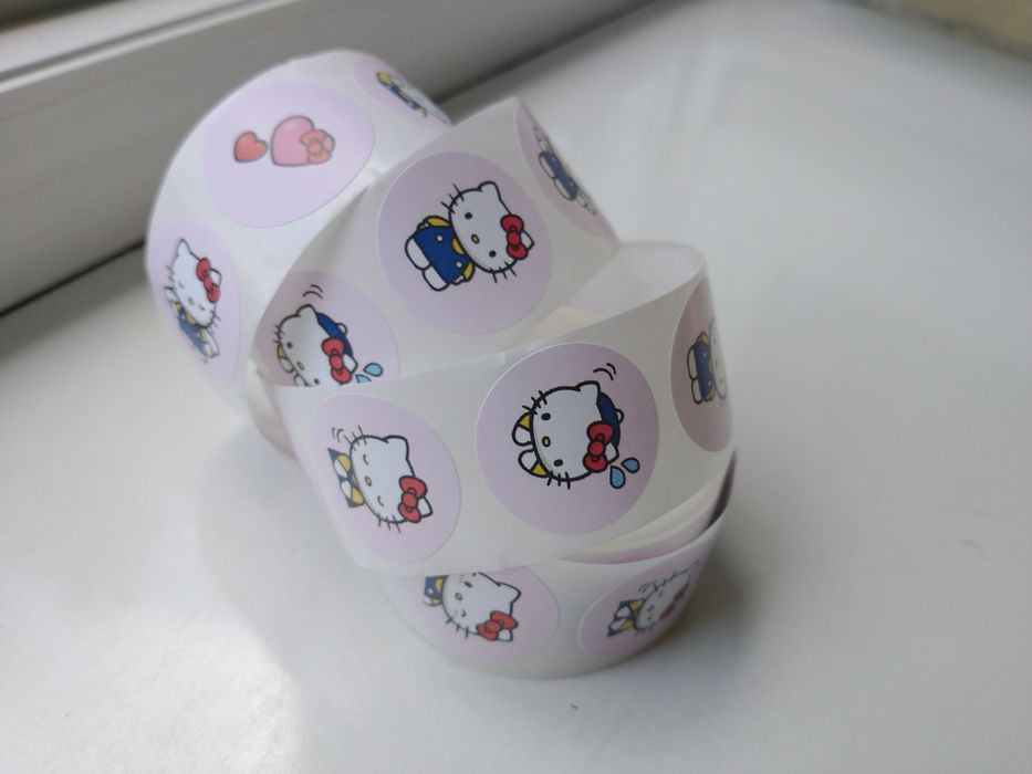 Naklejki naklejka wlepka rolka Hello Kitty okrągłe kawaii