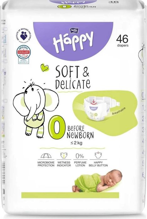 158 szt. pieluch Bella Happy 0 Zero