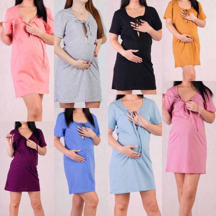 Туніка в пологовий для вагітних і годуючих мам на зав’язках