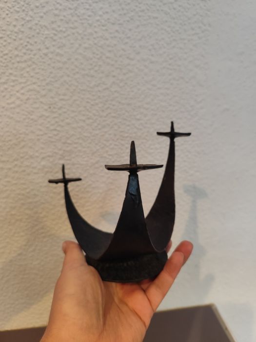 Świecznik metaloplastyka brutalizm prl vintage retro