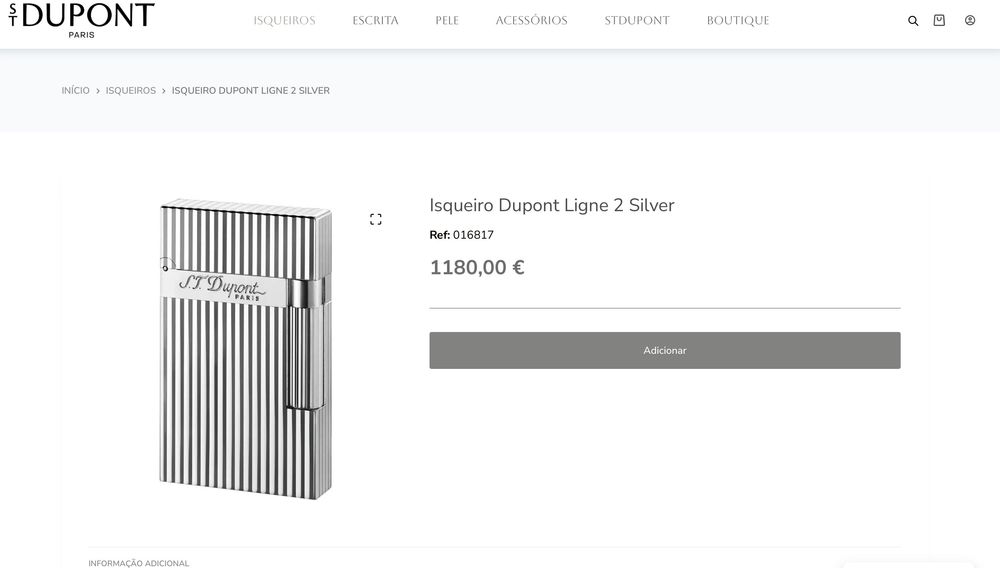 Isqueiro da Dupont, como novo em prata