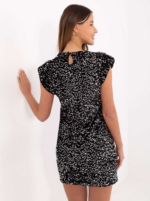 Czarno srebrna sukienka mini z cekinami ITALY MODA One Size