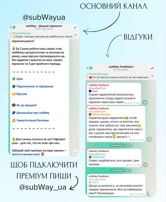 ChatGPT Plus, Spotify Premium, SurfShark VPN, YouTube Premium сімʼя