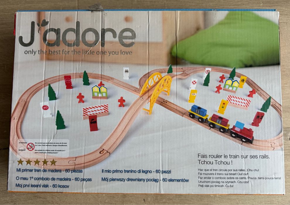 Drewniana kolejka J’adore 60 elementów