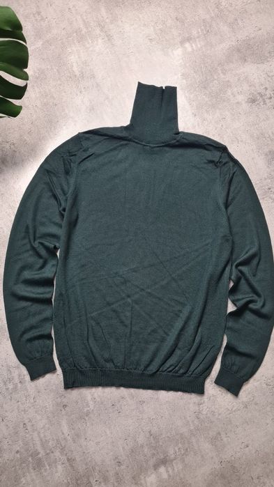 Golf 100% Wełna Wool wełniany. Butelkowa zieleń. Rozmiar L