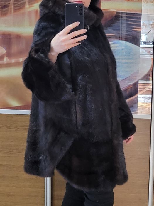 Норкове манто з капюшоном XL