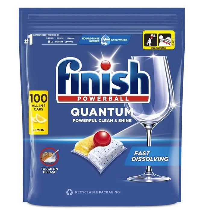 FINISH Kapsułki do zmywarki Powerball Quantum All in One lemon 100 sztuk
