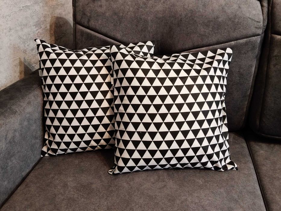 Poszewki 40x40 Czarno-Białe trójkąty – 2 szt. | 100% bawełna | Styl skandynawski