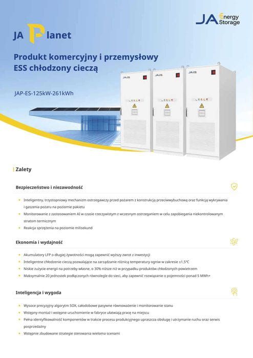 Armazenamento de energia JA Solar 261kWh ESS arrefecido a líquido LFP