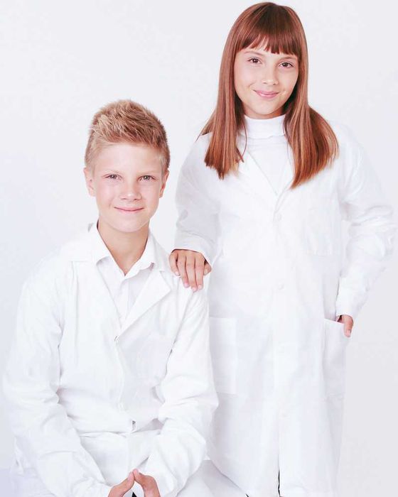 Халат на кнопках для хімії та біології - Лаборант,  білий бавовна 100%