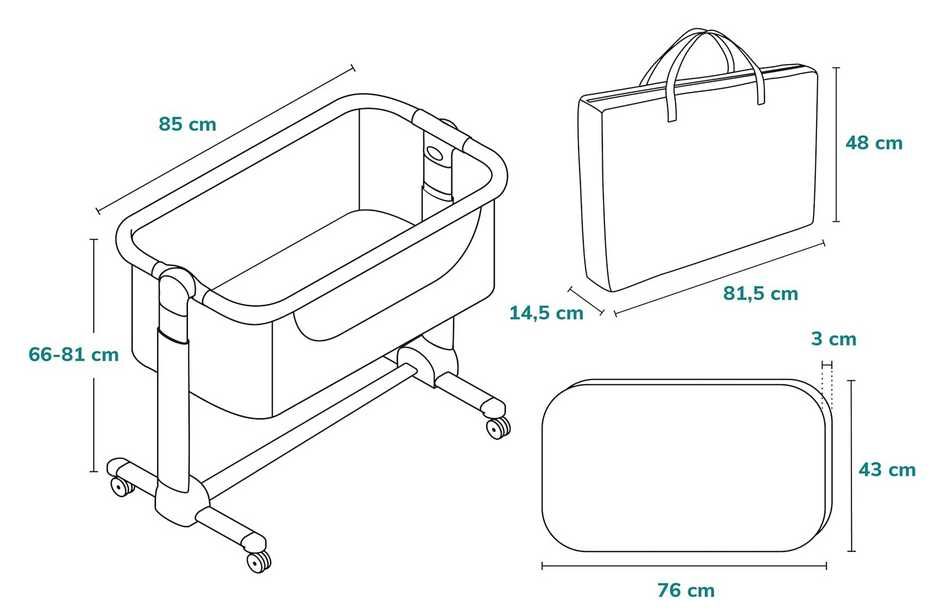 Berço de bebé e de baloiço até 9 kg - 60 x 66 x 85 cm - NOVO