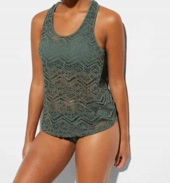 B.P.C tankini oliwkowe ażurowe z figami 44.