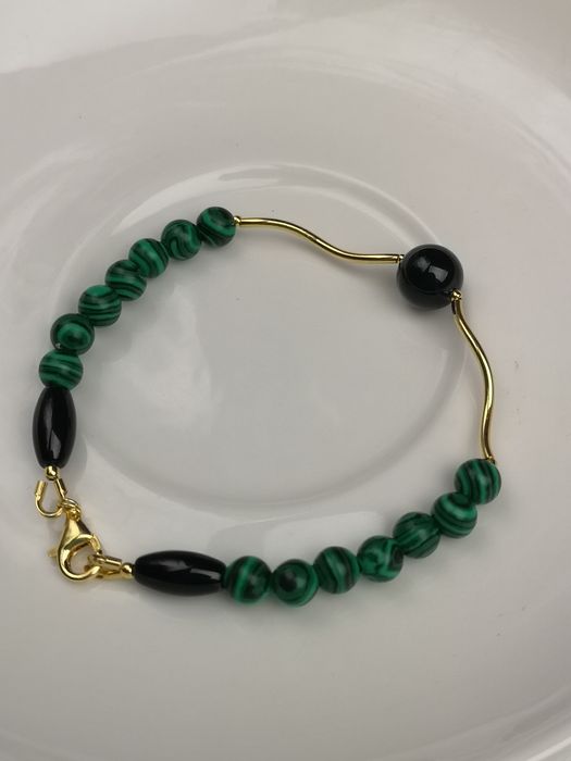 Bransoletka malachit czarny onyks
