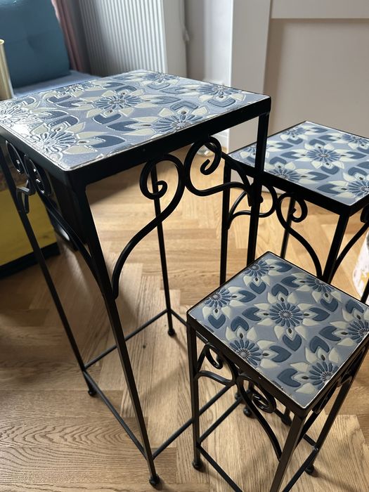 Metalowy Kwietnik stojak stoliczki z mozaiką