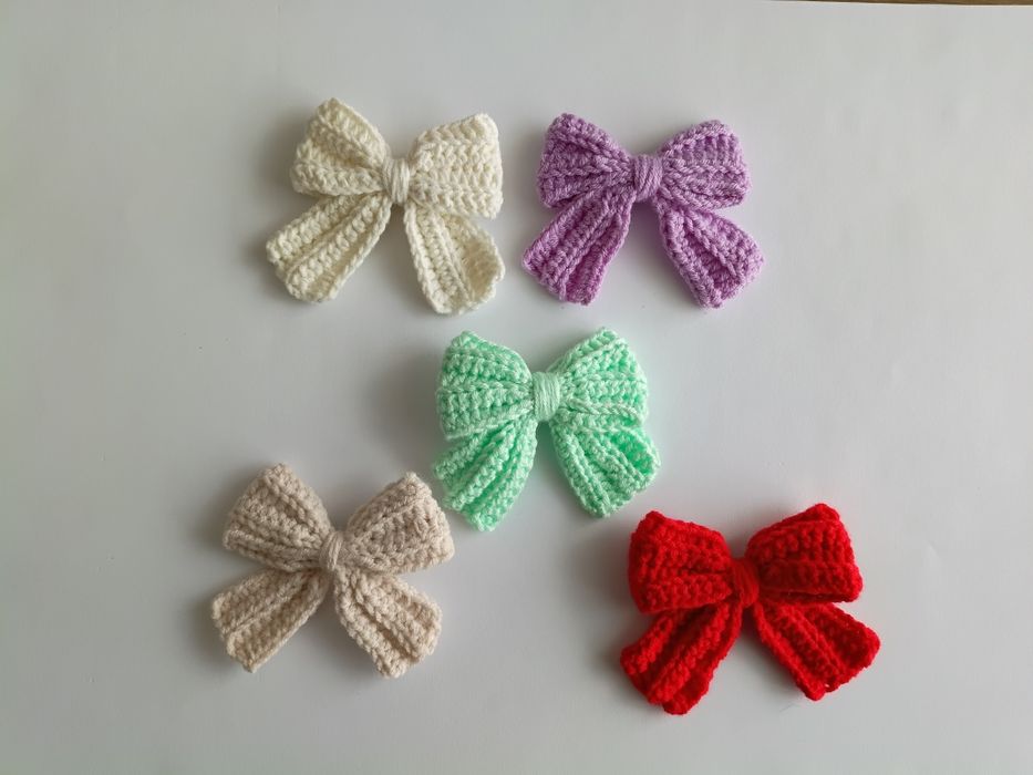 Szydełkowe duże kokardki do włosów – 2 szt. | handmade