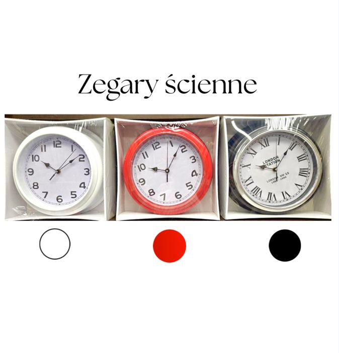 Zegary w trzech kolorach