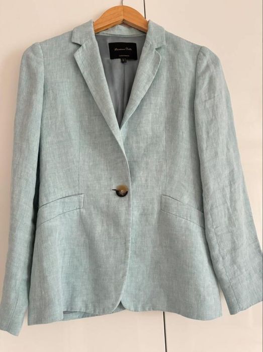 Лляний піджак Мassimo dutti приємного м'ятного кольору. на підкладці