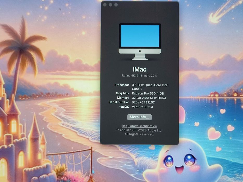 Apple iMac 21.5-inch" (2017) 3.6GHz i7, Radeon Pro 560 4GB, RAM 32GB,
