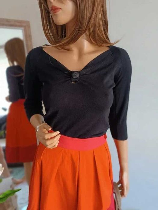 Marks & Spencer czarny sweter romantic vintage knit elegant