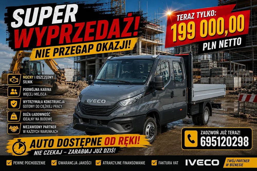 Iveco DAILY  Brygadówka ekspozycyjna 7 osobowa od ręki, 13 PIÓR!!! Rok prod 2024