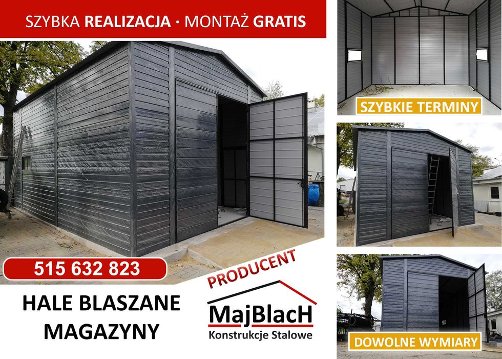 GRAFIT Garaż Blaszany Grafitowy - Wiata - BLASZAK - Profil – Maj-BlacH