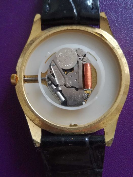 Relógio antigo Romano c/ a bracelete original preta em pele genuína