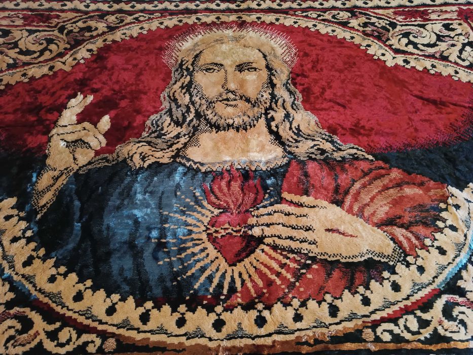 Painel decorativo-sagrado coração de jesus-tecido veludo antigo.