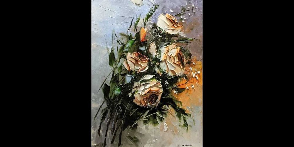 Kowalik - Bukiecik róż II - 30x40cm Obraz Olejny Kwiaty Róże Bukiet