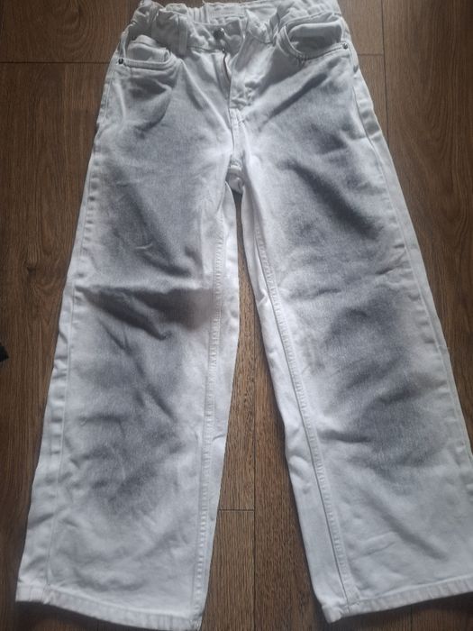 Jeans bawełna białe z szarymi przetarciami