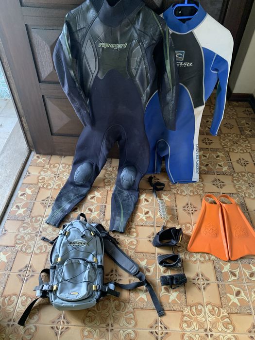 Fatos Surf / Bodyboard RIP CURL (MS e MT) + Pés de Pato KPALOA (M) + Acessórios