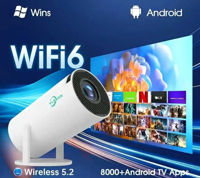 Mini projektor LED 720P Wi-Fi i Bluetooth – przenośny, obsługa 4K